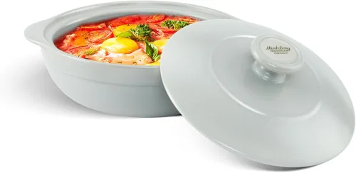 MINH LONG - Horno holandés de porcelana de 1 cuarto de galón con tapa, sin plomo ni cadmio, apto para horno hasta 482 °F, retención de calor, olla