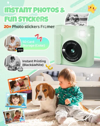 Miniatura 3 de TIATUA Cámara de impresión instantánea para niños, regalos de cumpleaños de Navidad para niñas y niños, cámara digital de video HD 1080P para niños