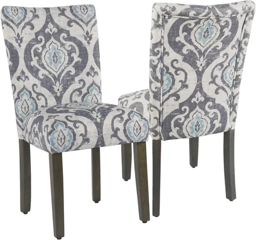 Miniatura 147 de Homepop Silla de comedor con detalles festoneados, sillas de comedor Parsons tapizadas, muebles decorativos para el hogar, tejido gris claro