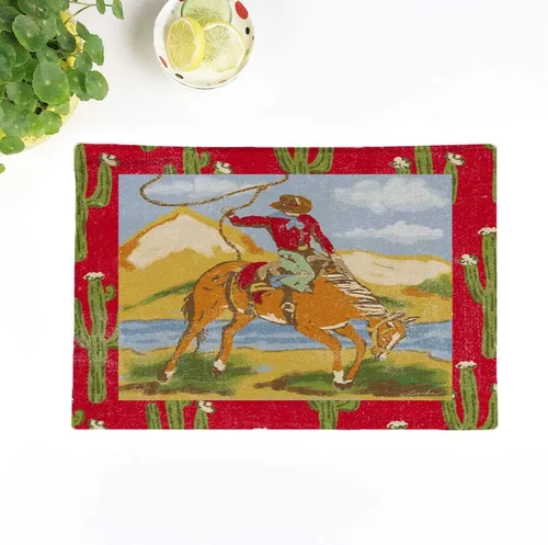 Miniatura 17 de Juego de 4 manteles individuales Doodlefly unicornio tapices medievales caza The Found Mythical Creatures 18 x 12.5 pulgadas, decoración de fiestas