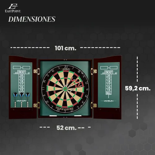 Miniatura 6 de EastPoint Sports Official Size Dart Board Cabinet Set- Easy-Assembly & Complete with 6 Deluxe Steel Tip Darts and Accessories -Premium Darts Set