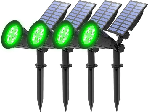 Miniatura 9 de T-SUNUS - Luces solares azules para exteriores de Navidad, 2 modos de focos de jardín impermeables IP65, encendido/apagado automático, foco