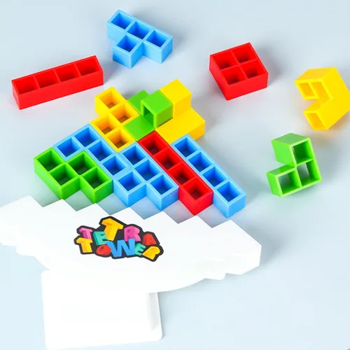 Miniatura 7 de 50 Piezas Juegos de Mesa para Niños y Adultos Torre Tetra Juguetes de Equilibrio y Apilamiento Perfectos para Juegos Familiares, Fiestas, Viajes