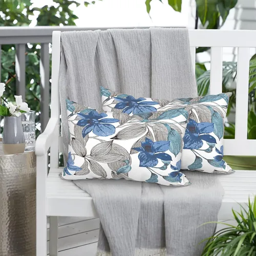 Miniatura 372 de Juego de 2 almohadas para exteriores de 16 x 16 pulgadas, repelentes al agua con interiores, para muebles de patio, hogar, jardín, geometría bohemia