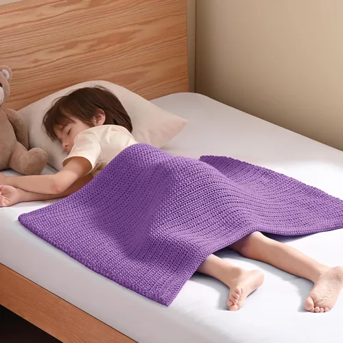Miniatura 50 de Guohaoi Almohadilla de regazo con peso de punto (beige 20 x 30 pulgadas, 2 libras) sin cuentas, manta con peso refrescante para niños para siesta