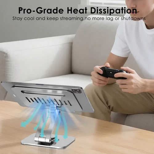 Miniatura 6 de Soporte para tablet para escritorio, giratorio de 360° para soporte de iPad, soporte ajustable de aluminio para tableta, compatible con iPad Pro Air