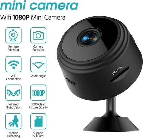 Cámara oculta espía con audio/video. Cámara WiFi HD 1080P - Mini cámara de niñera con visión nocturna y detección de movimiento - Cámaras