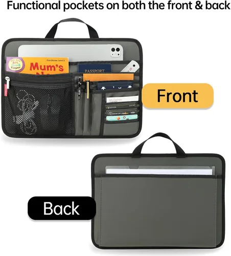 Miniatura 3 de Organizador grande para maletín para trabajo, oficina, documentos, portátil, organizador de almacenamiento (L, gris)