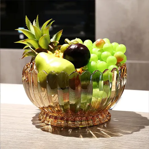 Miniatura 4 de Plato de caramelos de cristal con cubierta, cuenco de caramelos de cristal, plato de frutas, cuenco decorativo (ámbar)