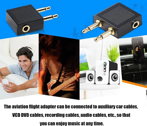 Miniatura 6 de Adaptador de audio dual de 0.138 in macho a hembra para auriculares de avión, adaptador de audio de vuelo compatible con auriculares Sony WH-1000XM3