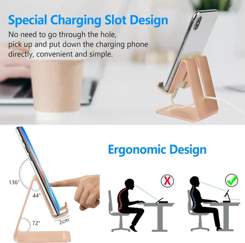 Miniatura 5 de Urmust Soporte de teléfono celular para escritorio, soporte de teléfono para iPhone 15 14 13 12 11 Pro Max X Xr 8 Plus 7 6, tablet (4-10 pulgadas)