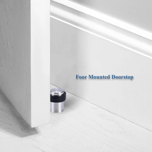 Miniatura 2 de Paquete de 10 topes de puerta para montaje en piso, tope de puerta de acero inoxidable de goma de 1.8 pulgadas de altura para hogar, oficina, hotel