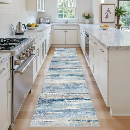 Miniatura 46 de Alfombra lavable para pasillo de 3 x 12 pulgadas, alfombras abstractas modernas con parte trasera antideslizante, alfombra ultra suave para cocina