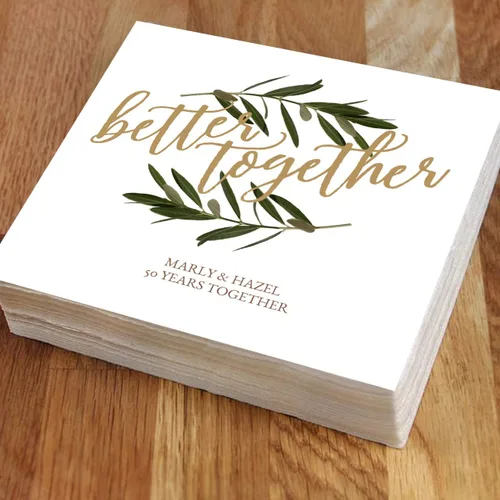 Miniatura 8 de Better Together - Servilletas de bebidas personalizadas, 100 servilletas blancas sin acuñar impresas personalizadas, 4 3/4 x 4 3/4 pulgadas