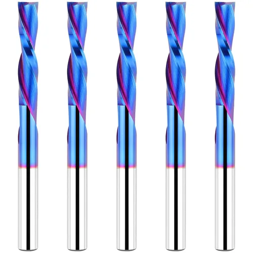 Miniatura 39 de EANOSIC 5 brocas de compresión en espiral de 1/4 pulgadas, longitud de corte de 1-1/4 pulgadas, extralargas de 3 pulgadas, fresadora CNC de carburo