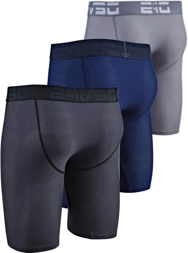 Miniatura 2 de DEVOPS Calzoncillos de rendimiento tipo bóxer de malla seca y fría para hombre, 9 pulgadas, paquete de 3 piezas