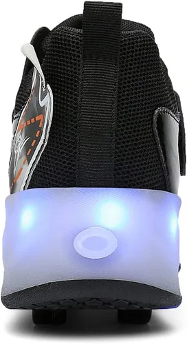 Miniatura 7 de Zapatos con ruedas para niños 4 ruedas mejoradas, modelo 16 LED, recargable, colorido, para niñas, niños, tenis retráctiles, zapatos de skate