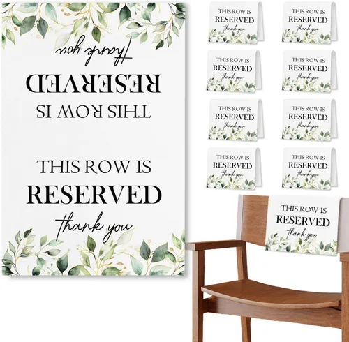 Miniatura 19 de Señales de Asiento Reservado para Sillas, Esta Fila Está Reservada Paños de Banco para Asientos de Iglesia, Decoraciones de Boda para Recepciones