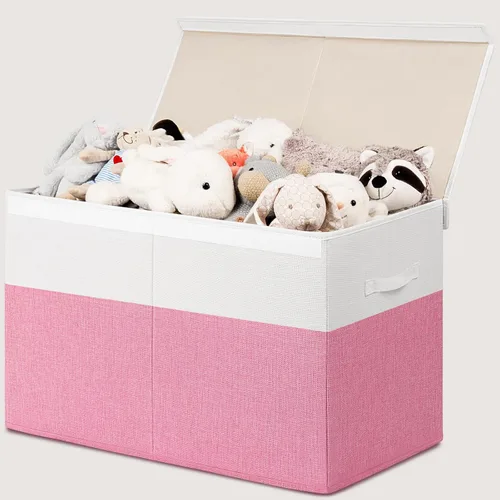 Miniatura 21 de INDRESSME Caja de juguetes de 25 x 13 x 16 pulgadas, organizador de almacenamiento de juguetes con tapa, plegable, resistente, contenedor