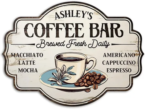 Miniatura 11 de THUYPT Letrero de Café Personalizado, Placa de Letrero de Café de Madera para Colgar en la Pared Decoraciones de Bar de Café, Estación de Café