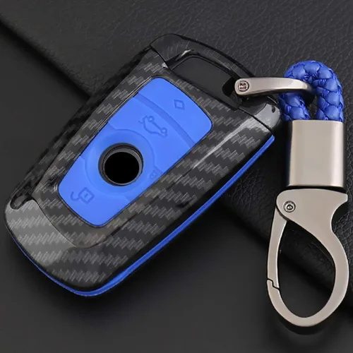 Miniatura 9 de ontto Funda para llavero con textura de fibra de carbono, funda de silicona con llavero protector de llave remota para BMW 1 3 5 7 Series X3 X4 X5