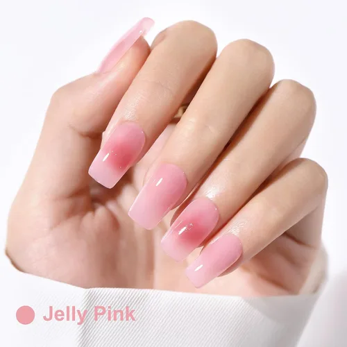 Miniatura 2 de L'UGX Esmalte de uñas de gel rosa translúcido, 0.5 onzas líquidas, esmalte de gel neutro nude, rosa, transparente, natural, UV, punta francesa