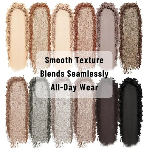 Miniatura 2 de UCANBE Paleta de maquillaje de sombra de ojos de 12 colores, sombra de ojos desnuda mate brillante neutral con kit de brochas de doble punta, 04