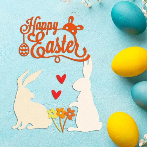 Miniatura 3 de Troqueles de metal para hacer tarjetas, conejo de Pascua, conejo, flor, corazón, globo, palabras, troqueles de corte para decoración de bricolaje