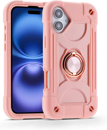 Miniatura 53 de MARKILL Funda compatible con iPhone 15 de 6.1 pulgadas con soporte integrado, [grado militar resistente de cuerpo completo] protección contra Rosa