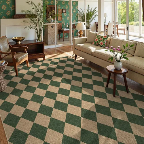 Miniatura 58 de Lahome Alfombra de yute a cuadros fácil 2'x3', alfombra pequeña para entrada, antideslizante, alfombra para la puerta delantera de la cocina