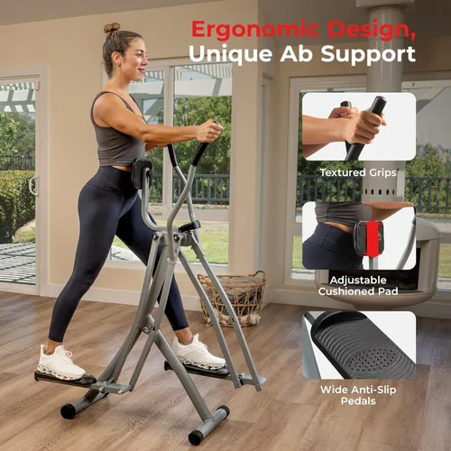 Miniatura 4 de Sunny Health & Fitness Foldable Air Walk Elliptical, 30" inch Long Stride Glide Exercise Full-Body Cardio Cross Smart Trainer for Home Office