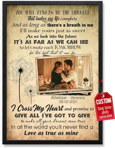 Miniatura 29 de H-DEWALL Póster personalizado de letras de canciones, regalos de cumpleaños para esposo para dormitorio, discos de vinilo, fotos, regalos para él