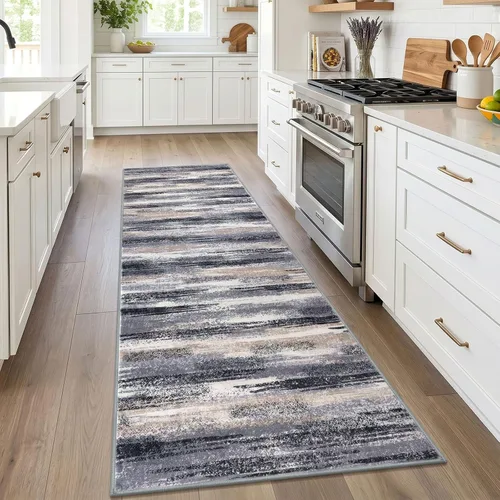 Miniatura 119 de Alfombra de pasillo moderna Lansny 2 x 6 pulgadas, alfombra de cocina lavable verde mostaza multicolor, alfombra antideslizante suave para pasillo