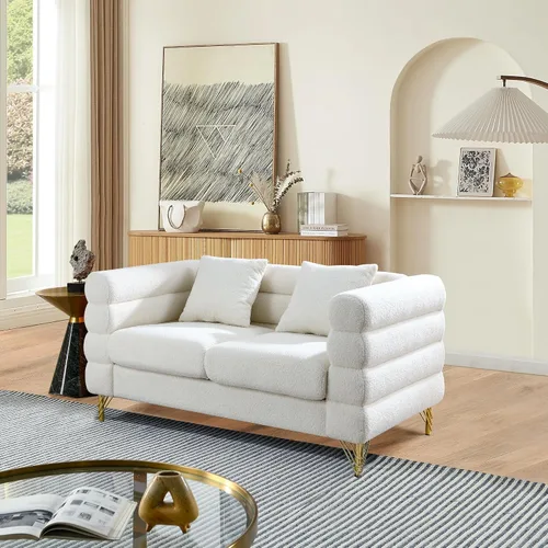 Miniatura 12 de mikibama Juego de sofá Teddy de lujo para sala de estar, muebles de decoración moderna, sofá seccional, sofá de 3 plazas y loveseat con 5 almohadas