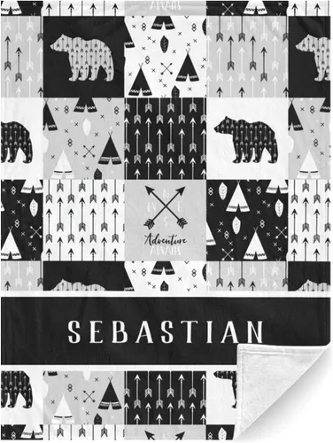 Miniatura 23 de Manta de bebé personalizable para niños, bosque, manta de bebé personalizada con nombre Swadding, mantas para bebés recién nacidos, regalos Oso rojo