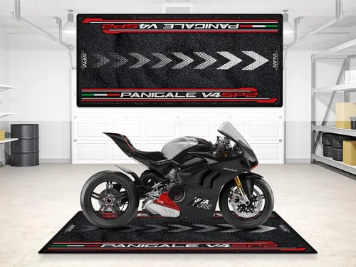 Miniatura 3 de Alfombrilla de estacionamiento para Panigale V4 SP2 modelo de motocicleta, expositor y tapete para pozo, alfombra lavable antideslizante para garaje