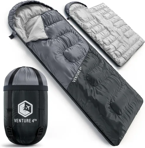 VENTURE 4TH Saco de dormir para mochileros – XXL, tamaños dobles e individuales – Saco de dormir ligero para clima cálido y frío para adultos, niños