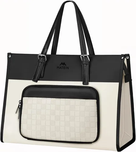 Miniatura 14 de MATEIN - Bolsa de mano para laptop de 17 pulgadas para mujer con compartimento para el almuerzo, maletín de trabajo convertible de piel sintética