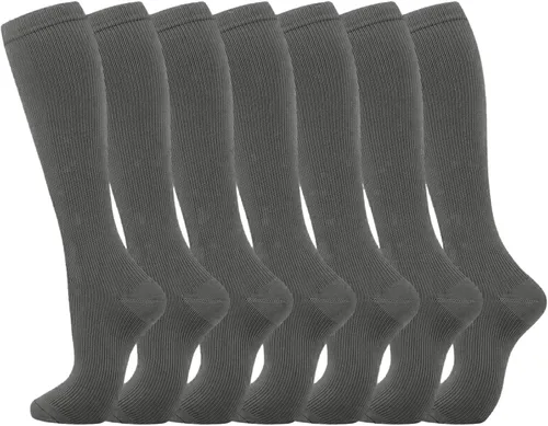 Calcetines de compresión (7 pares) calcetines de compresión hasta la rodilla para mujeres y hombres, el mejor apoyo para enfermeras, correr,