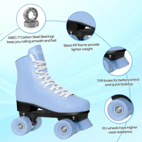 Miniatura 2 de Nattork Patines de ruedas para mujeres, para exteriores, interiores, cuatro ruedas, divertidos y modernos, para hombres, niñas y niños, color azul