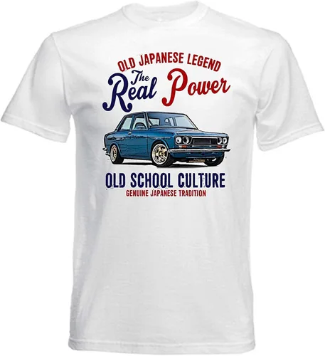 Japanese Car Datsun 510 White T-Shirt Mens Fashion Casual Tee Shirt Soft Cotton T Shirt Short Sleeves Tops Clothing