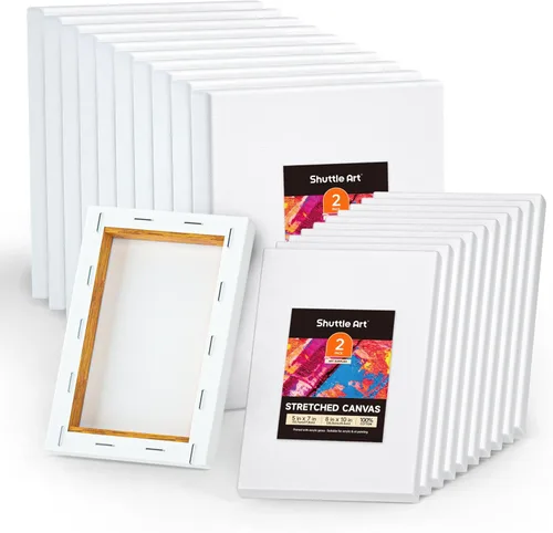 Shuttle Art Lienzo para pintura, paquete múltiple de 20 piezas, lienzo estirado de 5 x 7 y 8 x 10 pulgadas, 100% algodón, lienzos blancos imprimados
