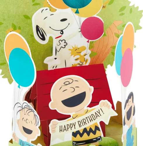 Miniatura 5 de Hallmark Paper Wonder Peanuts - Tarjeta de cumpleaños desplegable (Snoopy, Charlie Brown, Día lleno de diversión)