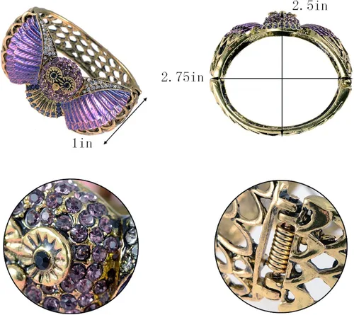 Miniatura 3 de Alilang - Brazalete con diseño de búho, color morado pintado, multicolor