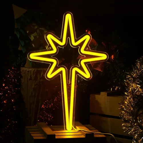 Miniatura 16 de Xuhal Letreros de Neón de Feliz Navidad Letreros de Neón de Acrílico Luz de Neón Blanca de Feliz Navidad Luz LED Alimentada por USB Letrero LED