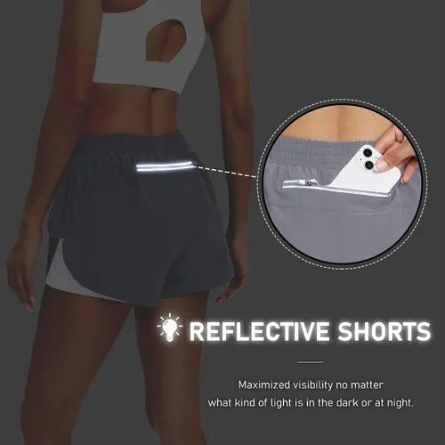 Miniatura 4 de MSDC Pantalones cortos deportivos para mujer, de secado rápido, cintura alta, pantalones cortos de correr ligeros para entrenamiento, gimnasio