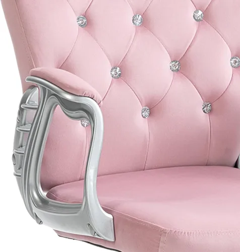 Miniatura 9 de Vinsetto Silla de oficina en casa de terciopelo, silla de escritorio con botones copetudos con reposabrazos acolchados, altura ajustable y ruedas