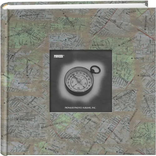 Pioneer Photo Albums DA-200MAP/CM - Álbum de fotos de 200 bolsillos con cubierta de diseño de viaje impreso, mapas de la ciudad