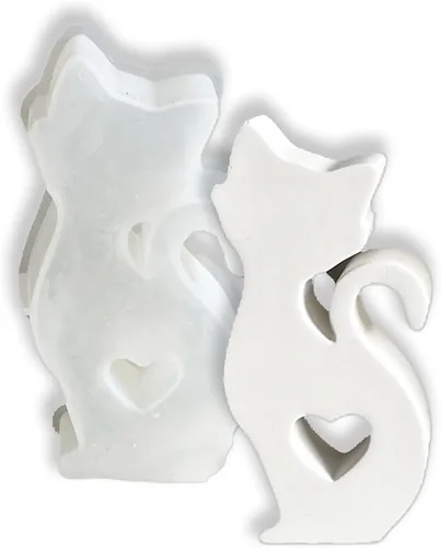 Miniatura 2 de Molde de silicona Freshie para automóvil con forma de gato pequeño jugando con amor para hacer jabón con cuentas aromáticas para automóvil, Love Cat