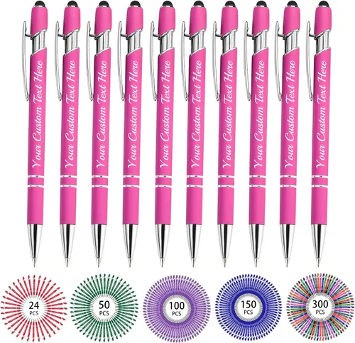 Miniatura 71 de Hasta 500 bolígrafos personalizados a granel, bolígrafo grabado personalizado con punta de lápiz capacitivo, carcasa multicolor retráctil, bolígrafo